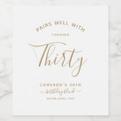 Paren goed met | Minimale witte en goudleeftijd Wijn Etiket (Enkel label)