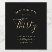 Paren goed met | Minimale zwarte en goudleeftijd Wijn Etiket (Enkel label)