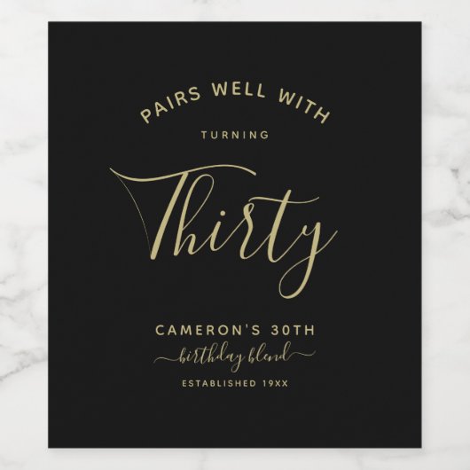 Paren goed met | Minimale zwarte en goudleeftijd Wijn Etiket (Enkel label)