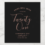 Paren goed met | Minimalistisch zwart & RoseGold 2 Wijn Etiket (Enkel label)