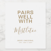 Paren goed met Mistletoe-kerstminimalist Wijn Etiket (Enkel label)