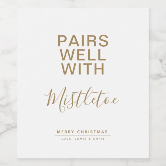 Paren goed met Mistletoe-kerstminimalist Wijn Etiket (Enkel label)