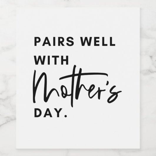 Paren goed met Moederdag, Moederdag-cadeau Wijn Etiket (Enkel label)