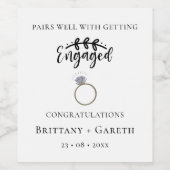 Paren goed met verloofd zijn wijn etiket (Enkel label)