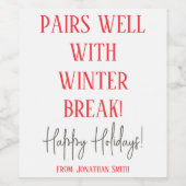 Paren goed met winterstop, grappige wintervakantie wijn etiket (Enkel label)