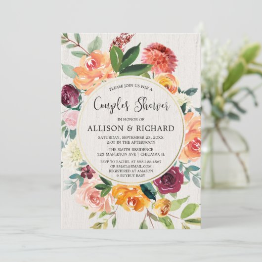 Paren herfst baby shower, code genderneutraal kaart (Staand voorkant)