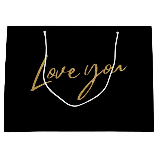 Paren houden van je Valentijnsdag Gold Glitter Bla Groot Cadeauzakje (Voorkant)