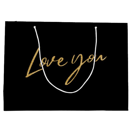 Paren houden van je Valentijnsdag Gold Glitter Bla Groot Cadeauzakje (Achterkant)