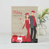 Paren Kerstvakantie Feest Corporate Kaart (Staand voorkant)