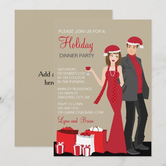 Paren Kerstvakantie Feest Corporate Kaart (Voorkant / Achterkant)