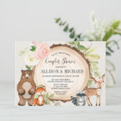 Paren meisje baby shower bos bloemen rustiek kaart (Staand voorkant)