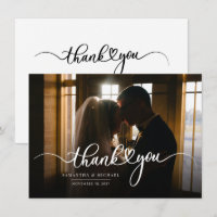 Paren met handschrift bruiloft Foto bedankt