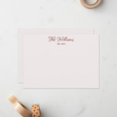 Paren met speciale Bourgogne Elegant Calligrafie Notitiekaartje (Voorkant / Achterkant in situ)