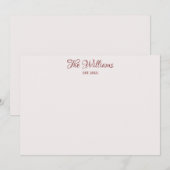 Paren met speciale Bourgogne Elegant Calligrafie Notitiekaartje (Voorkant / Achterkant)