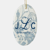 Paren Monogram sierbloem Keramisch Ornament (Rechts)