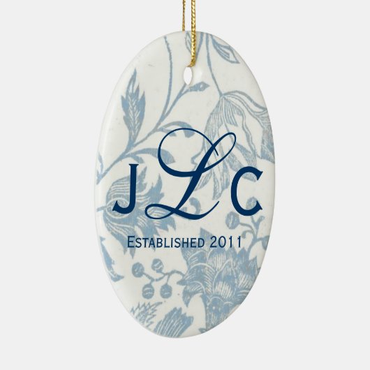 Paren Monogram sierbloem Keramisch Ornament (Rechts)