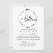 Paren Monogrammed Black White Heart Wedding Kaart (Voorkant)