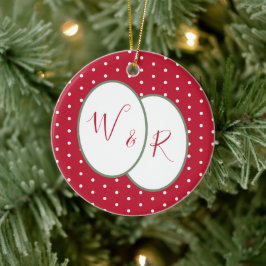 Paren Monogrammen onze eerste kerstrood Keramisch Ornament