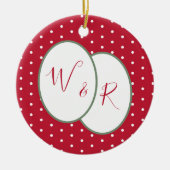 Paren Monogrammen onze eerste kerstrood Keramisch Ornament (Voorkant)