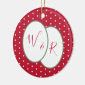 Paren Monogrammen onze eerste kerstrood Keramisch Ornament (Links)