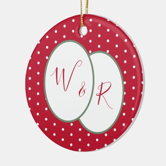 Paren Monogrammen onze eerste kerstrood Keramisch Ornament (Links)