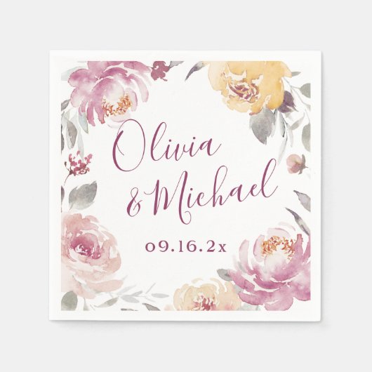 Paren noemen Romantic garden florale bruiloft Servet (Voorkant)