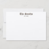 Paren op maat gesneden bruine klassieke kalligrafi notitiekaartje (Voorkant)