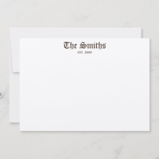 Paren op maat gesneden bruine klassieke kalligrafi notitiekaartje (Voorkant)