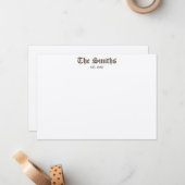 Paren op maat gesneden bruine klassieke kalligrafi notitiekaartje (Voorkant / Achterkant in situ)