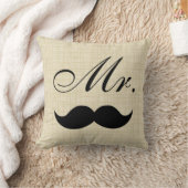Paren Pillow, Mr W Black Mustache op Parchment Kussen (Deken)