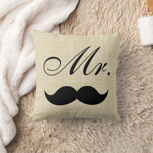 Paren Pillow, Mr W Black Mustache op Parchment Kussen (Deken)