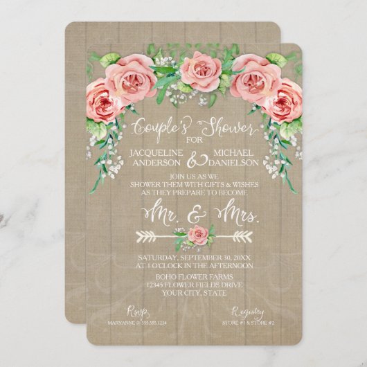 Paren schotelen BOHO-bloemkool, baby's met schuurh Kaart (Voorkant / Achterkant)