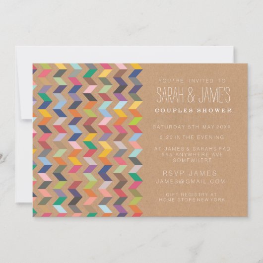 Paren Shower Aztec Chevron Party Invite Kaart (Voorkant)