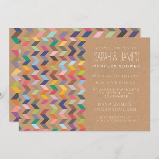 Paren Shower Aztec Chevron Party Invite Kaart (Voorkant / Achterkant)
