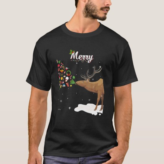 Paren Sick Reindeer Funny Ugly Merry Kerstmis S T-shirt (Voorkant)