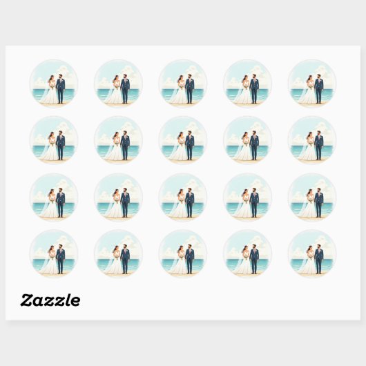 Paren Strand bruiloft Sticker (Vel)