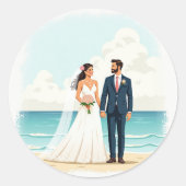 Paren Strand bruiloft Sticker (Voorkant)