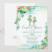 Paren Trouwdouche Tropische Bloemen Zeepaardjes Kaart (Voorkant / Achterkant)