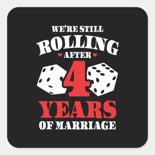 Paren trouwen 4 jaar Funny 4e Jubileum Vierkante Sticker (Voorkant)