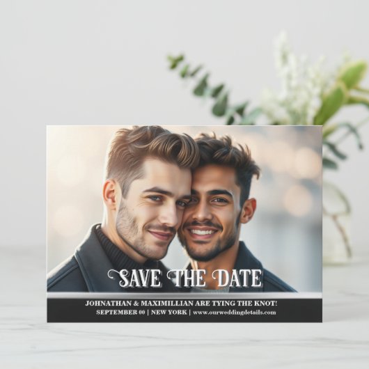 Paren verloving foto bruiloft aankondiging (Staand voorkant)