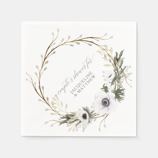Paren Vrijgezellenfeest Bloemenkrans Anemoon Rusti Servet (Voorkant)