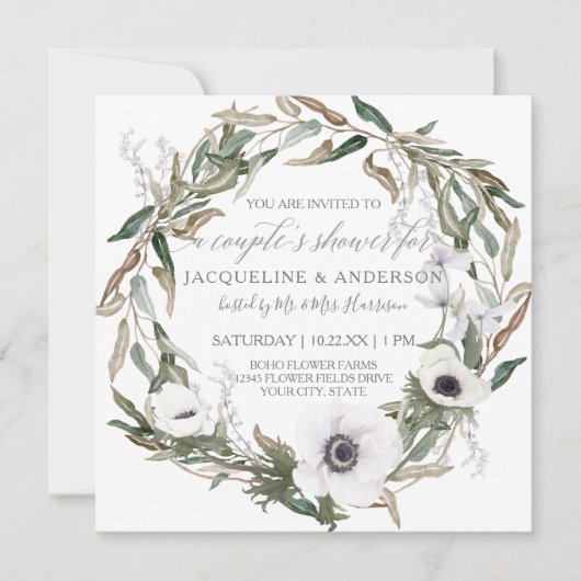 Paren Vrijgezellenfeest Rustieke Witte Bloemen w O Kaart (Voorkant)