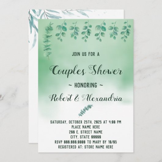 Paren Weddenschap Grijze Eucalyptus Kaart (Voorkant / Achterkant)