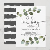 Parensjongen baby shower eucalyptus greenery moder kaart (Voorkant / Achterkant)