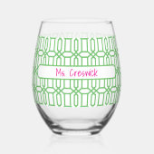 Parent Emails & Pinot Funny Preppy Teacher Custom Wijnglas Zonder Voet (Achterkant)