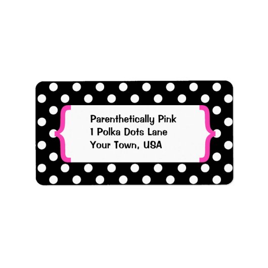 { Parenthetisch roze, zwarte & witte pooldots} Etiket (Voorkant)
