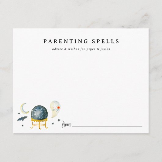 Parenting Spells Halloween Baby Shower Advice Card Informatiekaartje (Voorkant)