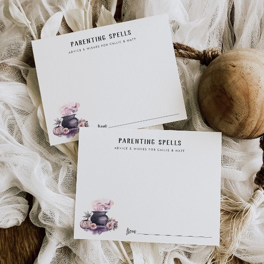 Parenting Spells Halloween Baby Shower Advice Card Informatiekaartje