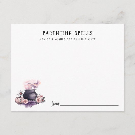 Parenting Spells Halloween Baby Shower Advice Card Informatiekaartje (Voorkant)