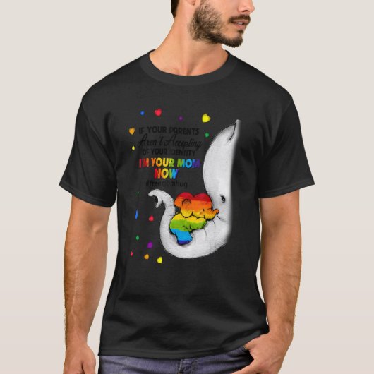 Parents Accepting Im Your Mom Now Elephant LGBTQ G T-shirt (Voorkant)